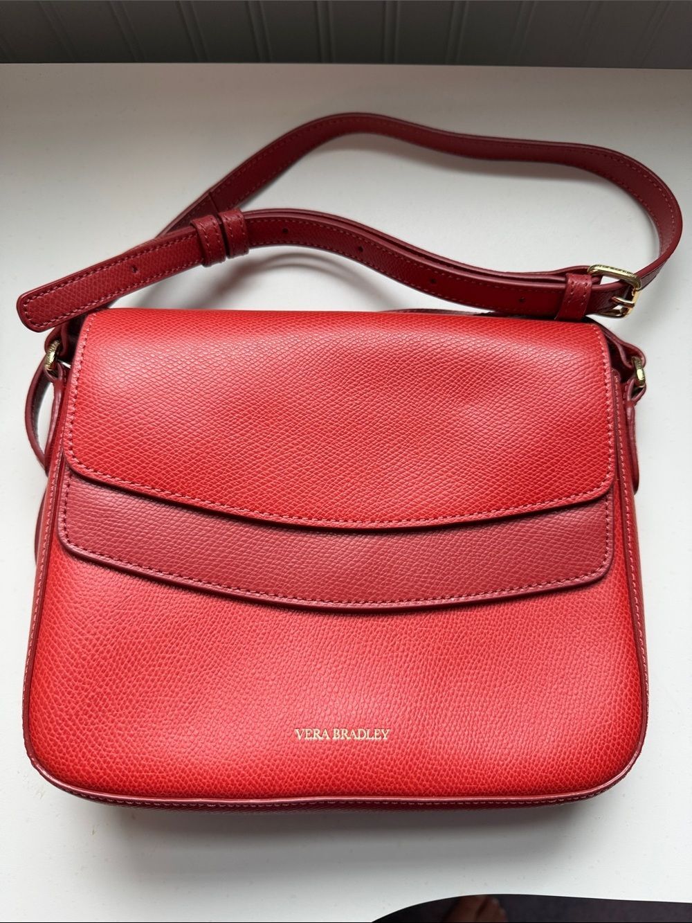 Vera Bradley Burnt Orange Pebbled Leather Twice as Nice Crossbody with Dustbag - Picture 3 of 13